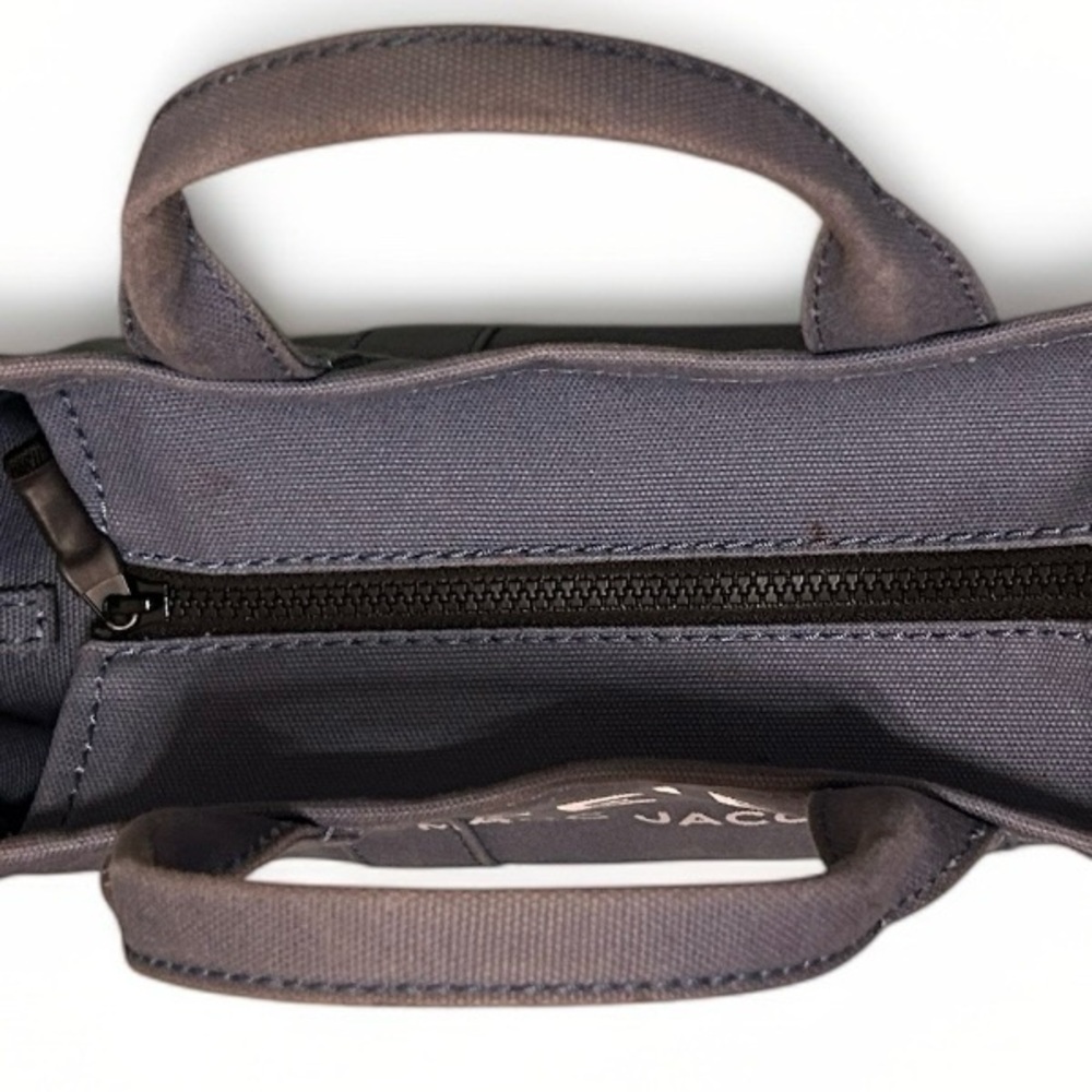 Marc Jacobs The Tote Bag Canvas Mini Tote in Slate blue with Cream Logo - Picture 14 of 16